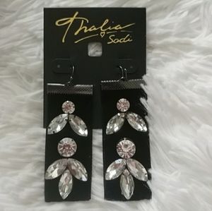 MACY'S Black Velvet Crystal Banner Earrings NWT